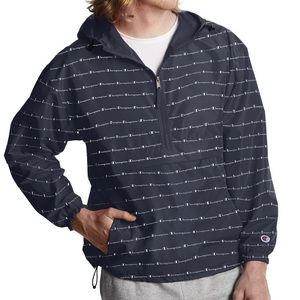 NEW Champion Logo Packable Half-Zip Windbreaker Jacket Mens Large L Navy Blue